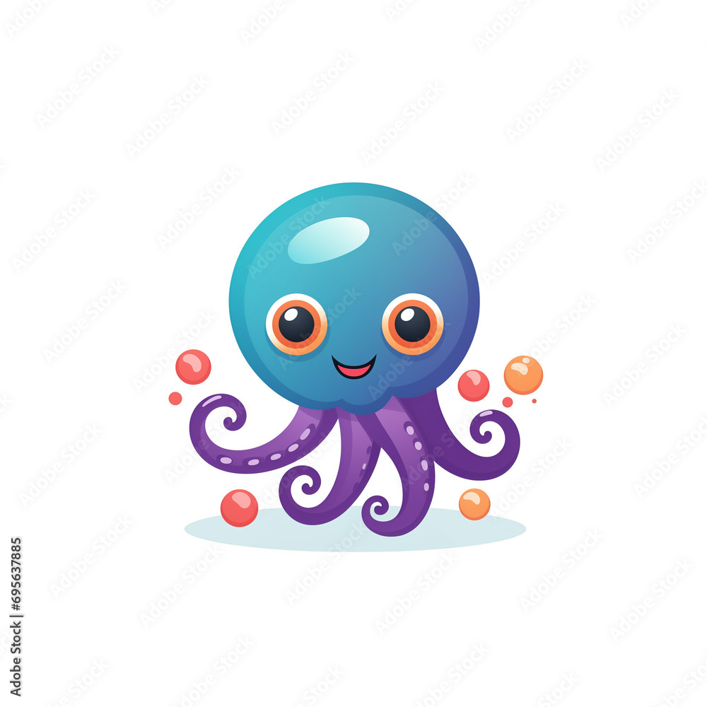 Octopus Design Logo in Cute Style with Bold and Vibrant Colors Octopus Design Logo in Cute Style with Bold and Vibrant Colors