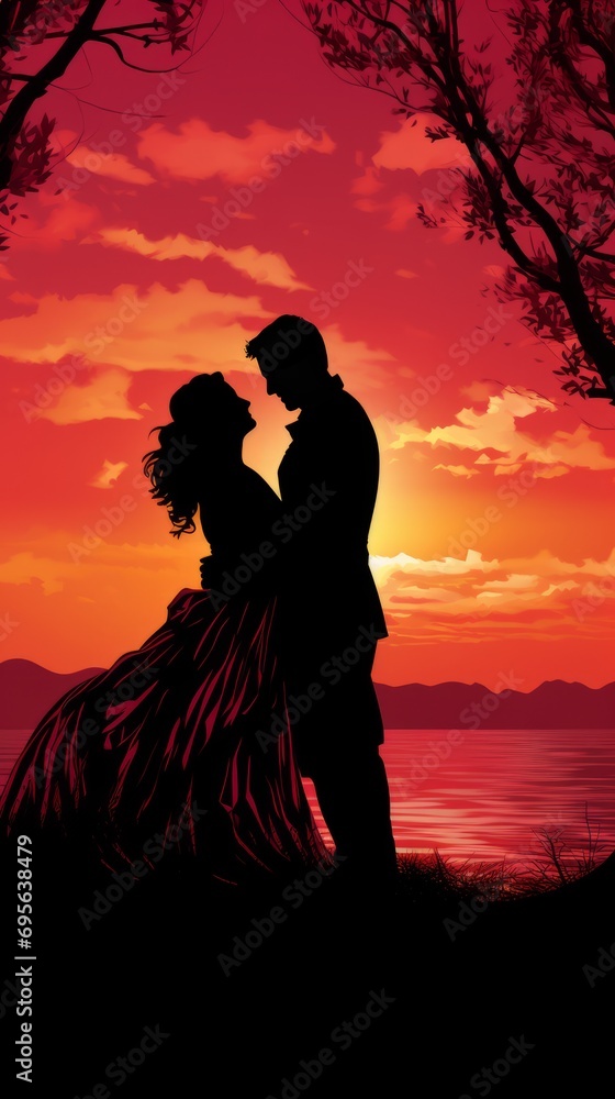 Romantic silhouette at sunset