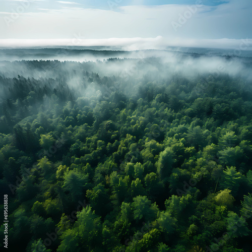 aerial of dense forest