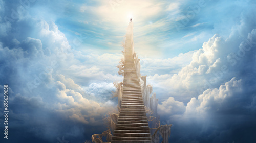 Beautiful ladder stairway or the way to heaven photo