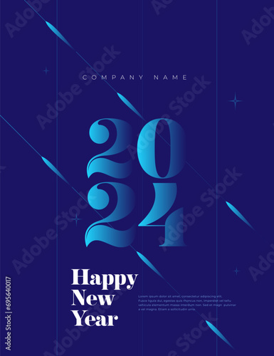 Happy new year 2024 celebration design. Elegant, colorful vector design for happy new year greetings poster, banner & social media post.
