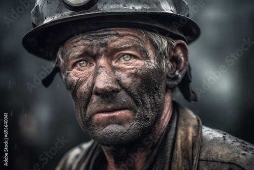 Miner in underground mine on coal mining work. Coal mining in mine. Underground mining. Mine workers on Underground hard-rock mining. © MaxSafaniuk