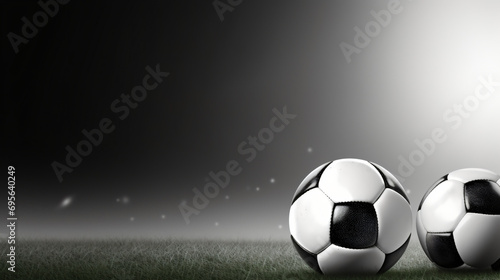 Black and white soccer and football ball in the field