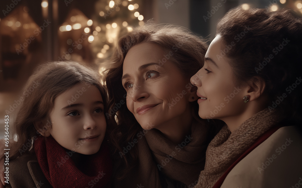 Small family having happy time together on Christmas. AI Generative Small family having happy time together on Christmas. AI Generative