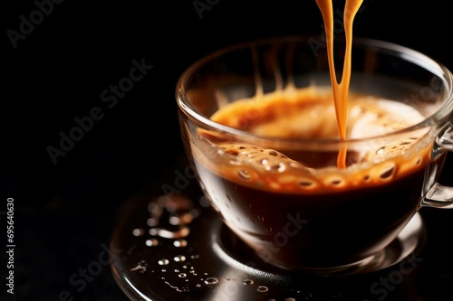 Espresso foam cup shot. Hot drink. Generate Ai