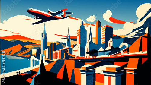 Vintage travel postcards vektor icon illustation
