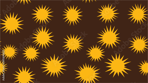 Ornament with sun, vector illustration. Simple cute sun seamless pattern vector. Ornament illustration with abstract chamomile. Floral design for wrapping paper. Background.