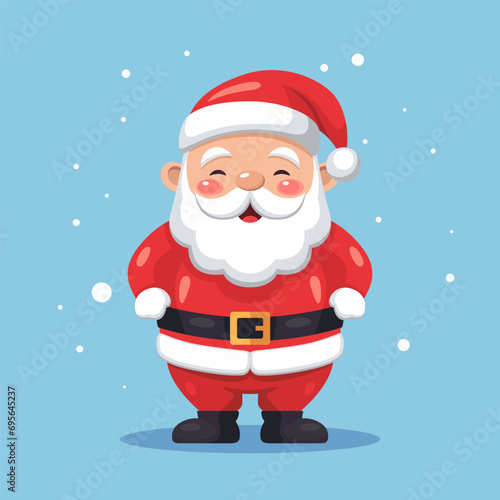 Flat Vector Portrait of Smiling Happy Santa Claus Icon. Cartoon Christmas Santa Claus Icon, Isolated Vector Illustration, Front View