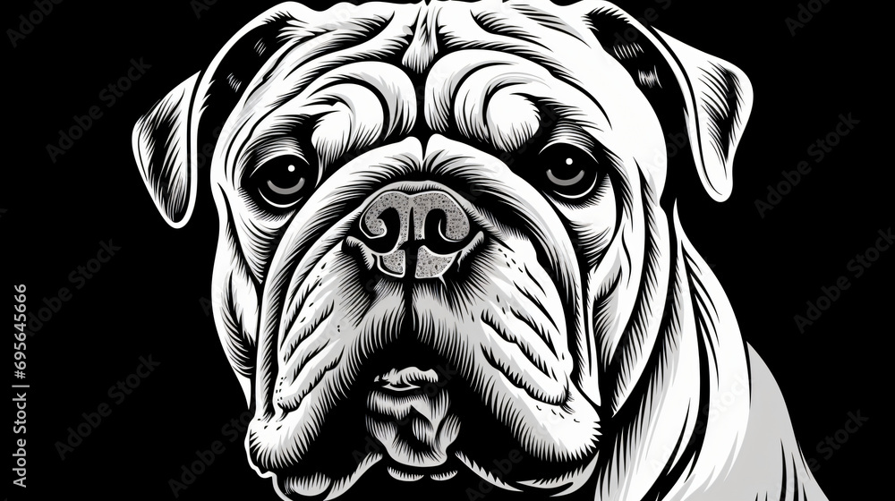 Bulldog logo painting vector illustration