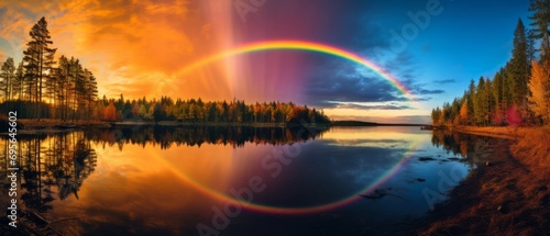 A bright rainbow over the lake © ColdFire