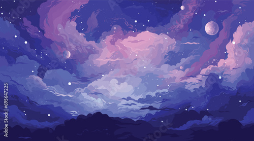vector artwork that showcases the stunning elegance of a cosmic nebula, with intricate details rendered in a minimalistic style.