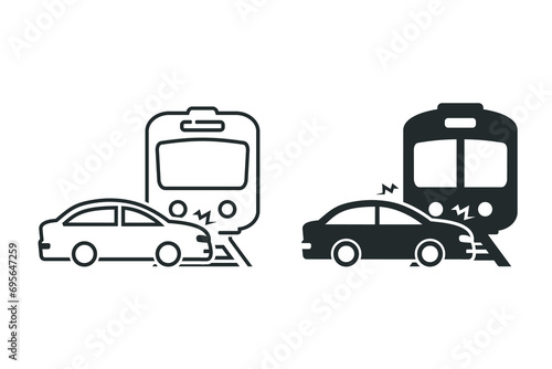 Train hit car. Illustration vector