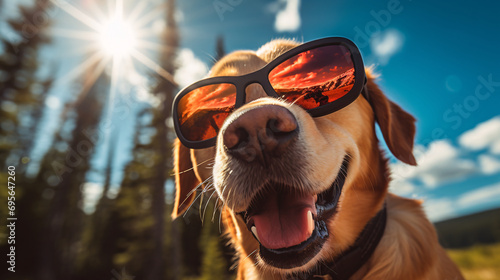 Dog with sunglasses. © ikkilostd