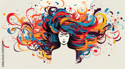 vector art piece that visually conveys the concept of finding harmony within a chaotic whirlwind, with simple, minimalistic elements. chaotic swirls in vibrant colors