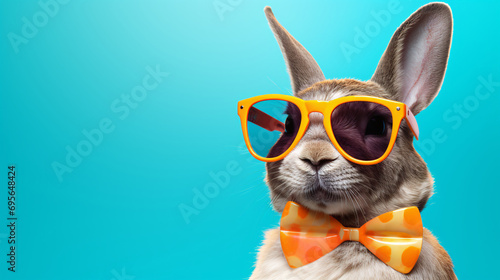 Rabbit wears sunglasses.