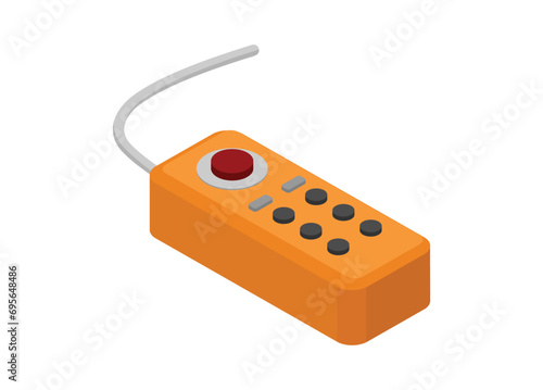 Wired remote controller. Simple flat illustration in isometric view.