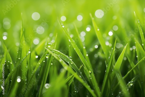 Fresh green grass texture with morning dew