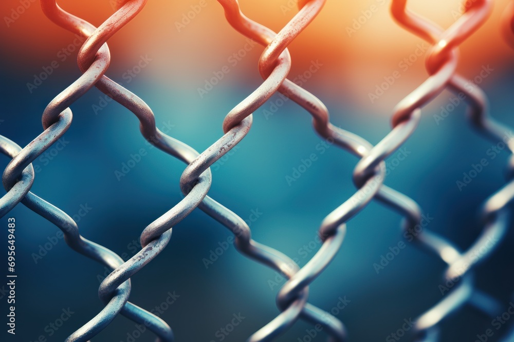 Texture of a metal chain link fence with a blurred background Texture of a metal chain link fence with a blurred background