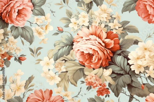 Vintage floral wallpaper pattern with soft colors