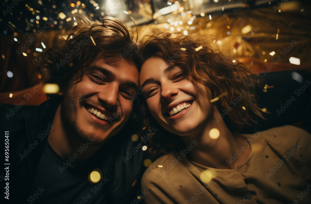 Portrait of a happy young couple having fun