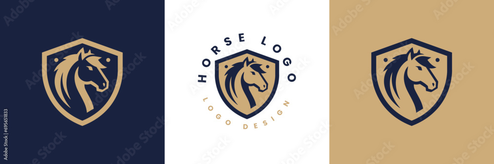 Horse shield vector logo template, Horse head logo and shield icon inspiration, Horse Head on Shield Logo design vector template, Equestrian Logotype emblem icon vintage style. Horse shield vector logo template, Horse head logo and shield icon inspiration, Horse Head on Shield Logo design vector template, Equestrian Logotype emblem icon vintage style.