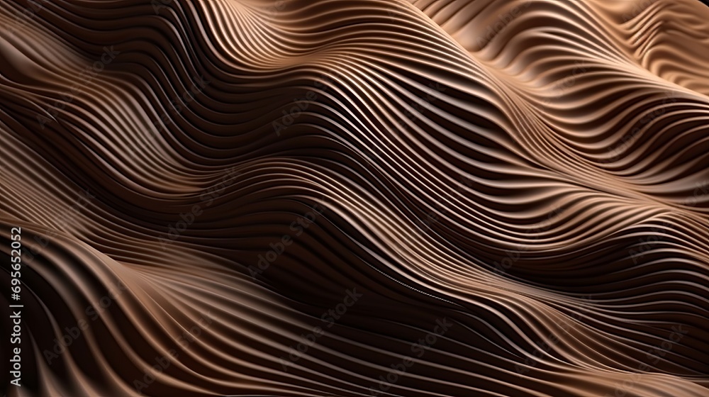 Three dimensional render of brown wavy pattern. Brown waves abstract background texture. Print, painting, design, fashion. Line concept. Design concept. Art concept. Wave concept. Colourful background Three dimensional render of brown wavy pattern. Brown waves abstract background texture. Print, painting, design, fashion. Line concept. Design concept. Art concept. Wave concept. Colourful background