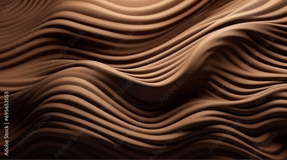 Three dimensional render of brown wavy pattern. Brown waves abstract background texture. Print, painting, design, fashion. Line concept. Design concept. Art concept. Wave concept. Colourful background Three dimensional render of brown wavy pattern. Brown waves abstract background texture. Print, painting, design, fashion. Line concept. Design concept. Art concept. Wave concept. Colourful background