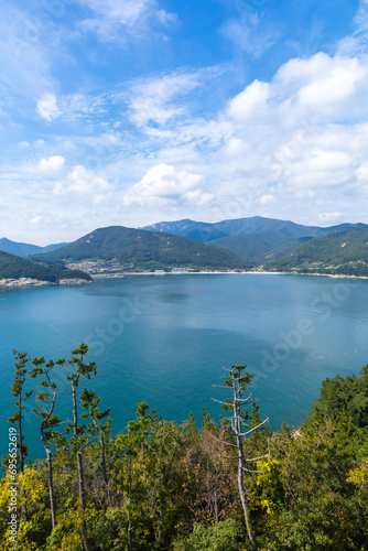 landscape of mountains and seas