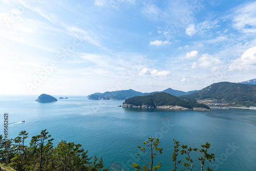 landscape of mountains and seas