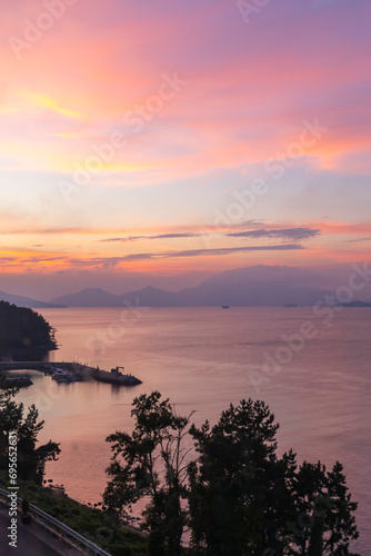 South Korea's southern coast view at sunset