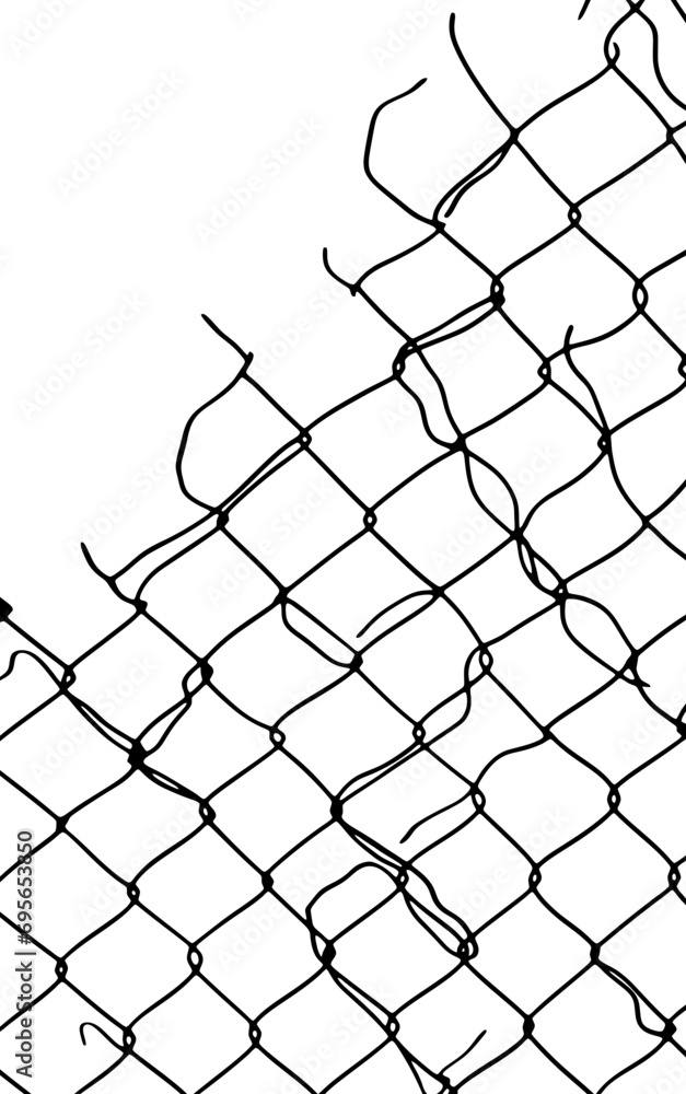 Torn steel wire mesh silhouette Torn steel wire mesh silhouette