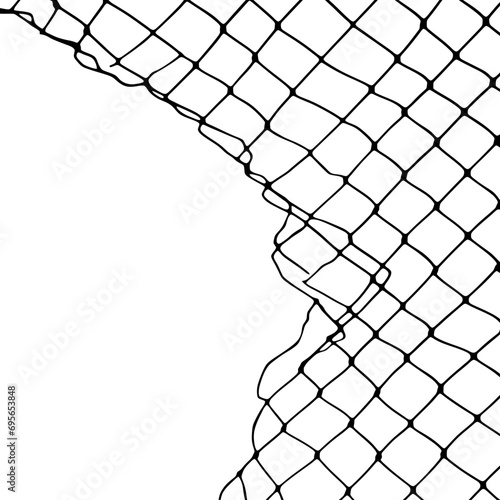 Torn steel wire mesh silhouette