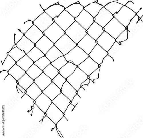 Torn steel wire mesh silhouette