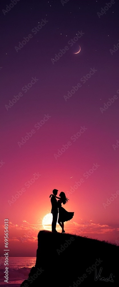Fototapeta premium silhouette of a person on the top of the mountain