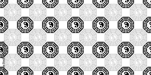 black white bagua seamless pattern