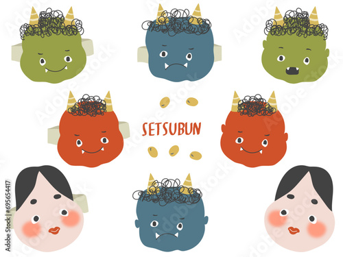 節分の鬼とおたふくのセット
