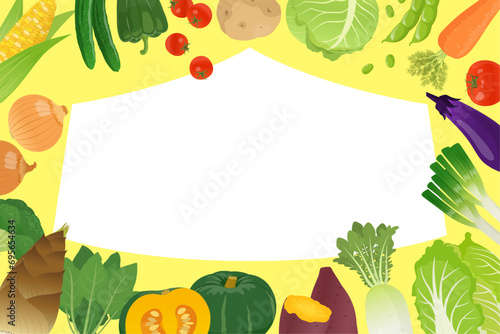野菜マルシェバナー素材_文字なし_ベクターイラスト