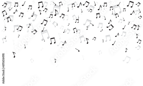 Border music notes melody trebel clef melody falling abstract notes vector illustration