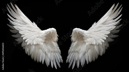 a pair of white wings on a black background