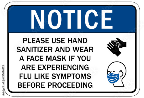 Hand sanitizing sign and labels