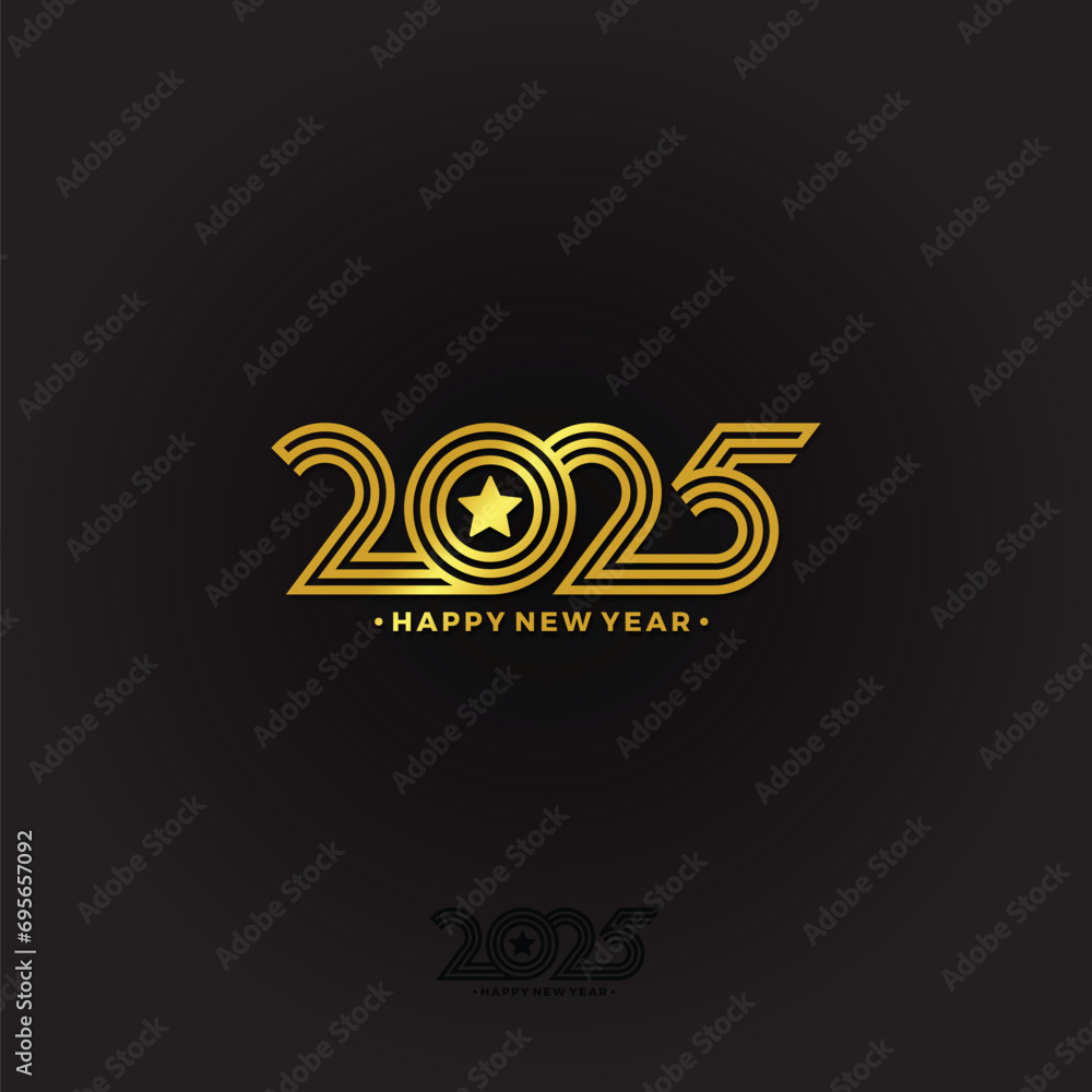 Happy new year 2025 logo design, Abstract number vector illustration. Design for greeting cards, invitations, calendars, etc.