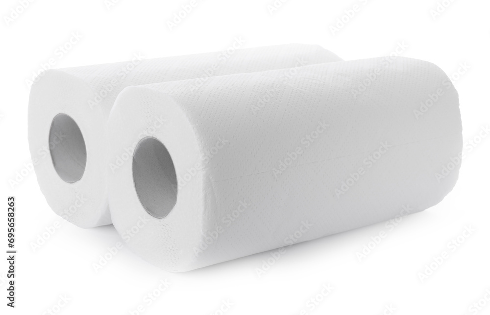 Fototapeta premium Rolls of paper towels isolated on white