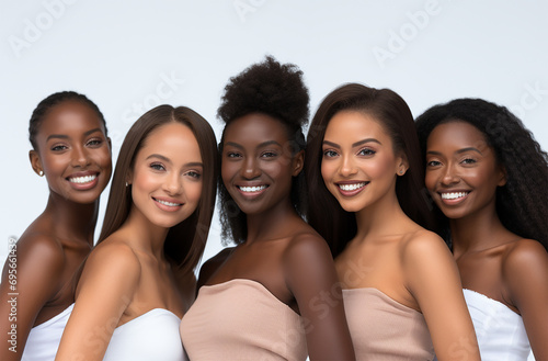 A Group of Women with Stunning Beautiful and Healthy Skin, and Beautiful hair and Teeth, Radiant Group of Black Women: Healthy Skin, Beautiful Hair, Stunning Smiles