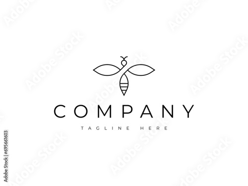 abstract bee line logo design
