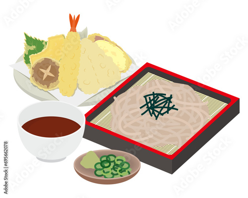天ざるそばのイラスト