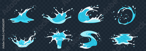 Vector Set of Liquid water splashes