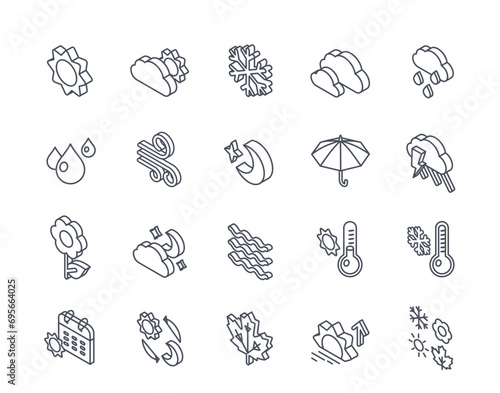 Vector Set of linear icons related to weather