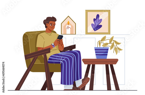 Person working online vector concept