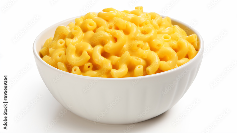 a bowl of macaroni and cheese on a white surface a bowl of macaroni and cheese on a white surface