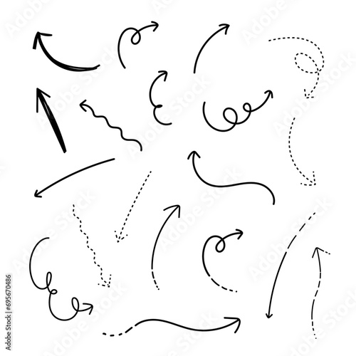 set of line icons, curved lines, scribbled directional lines, business black line icons